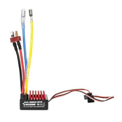 2-3s 60A Brushed ESC Waterproof Electronic Speed Controller with Switch Mode BEC for 1/10 Scale RC Crawler Car Trucks Upgrade (T Plug) - style: T Plug