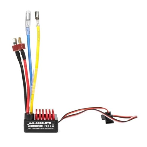 2-3s 60A Brushed ESC Waterproof Electronic Speed Controller with Switch Mode BEC for 1/10 Scale RC Crawler Car Trucks Upgrade (T Plug) - style: T Plug