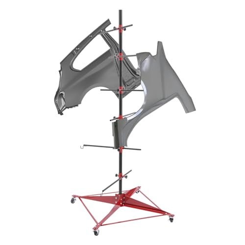 Auto Body Panel Tree Holder Paint Stand, 330 lbs Capacity, Adjustable Center Post Hang Paint Spray Stand with 4 Lockable Wheels & 6 Hook Levers for Automotive Doors Bumpers Fenders Hoods(Height 71'') - size: 75x75x180cm