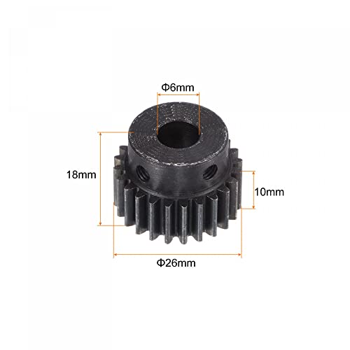 uxcell 1Mod 24T Pinion Gear 6mm Bore Hardened Steel Motor Rack Spur Gear with Step for RC Car Truck Buggy Gear Drive
