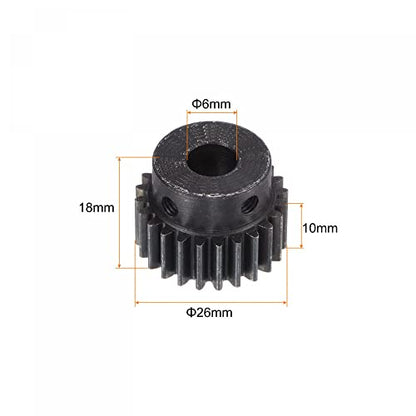 uxcell 1Mod 24T Pinion Gear 6mm Bore Hardened Steel Motor Rack Spur Gear with Step for RC Car Truck Buggy Gear Drive