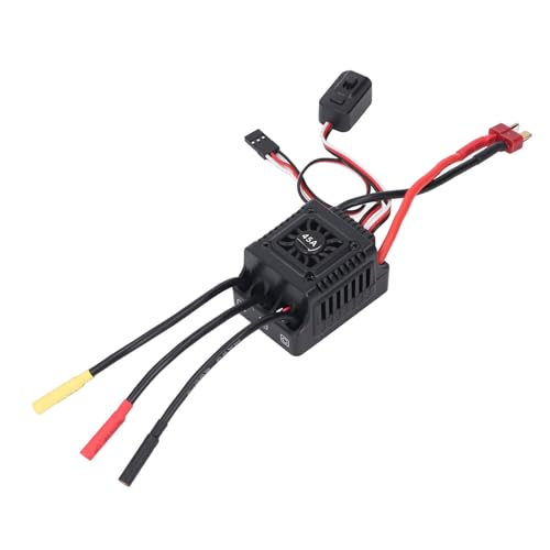 Brushless RC ESC Water Proof Electronic Speed Controller, T Plug 2 to 3S Lipo Battery, High Performance ESC for 1/10 1/12 1/14 1/16 RC Car Brushless Motor, Dust Proof and All Weath (45A) - style: 45A