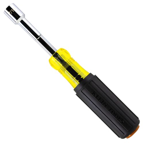 Klein Tools 65408M Metric Color-Coded Nut Driver, Hollow-Shaft, Heavy-Duty 8 mm Hex, Pass-Through Design, 6-Point Socket, and Cushion-Grip Handle - size: 8mm