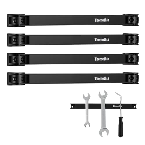 12" Magnetic Tool Holder Strip, 4 Pieces Black Metal Tool Organizer Rack with Stainless Steel Surface, Magnet Bar for Garage Workshop, Easy To Install with Mounting Screws - color: Black 4PC, size: 12"