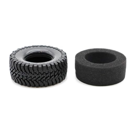 1.3” All-Terrain RC Tires for 1/18 1/24 TRX4M, Axial SCX24 / AX24, Redcat Ascent-18, FMS FCX24, 65 x 27 mm, 33 mm Inner Diameter, Foam Inserts, 4 pcs, Black