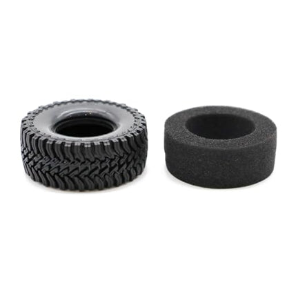 1.3” All-Terrain RC Tires for 1/18 1/24 TRX4M, Axial SCX24 / AX24, Redcat Ascent-18, FMS FCX24, 65 x 27 mm, 33 mm Inner Diameter, Foam Inserts, 4 pcs, Black