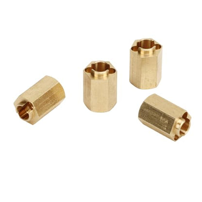7mm Brass Wheel Spacers for 1/18 RC Crawlers – Weighted Hex Hub Extenders with Cross Wrench, Low CG Upgrade Kit (Gold, 4-Pack)