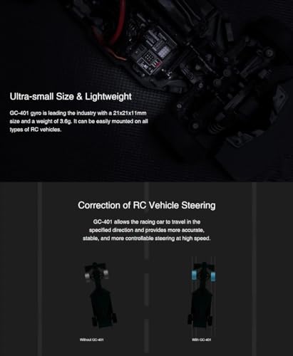 GC401 RC Car Gyro 3 Drive Modes L-Drive/S-Drive/H-Drive 4-8.4V for RC Drift Racing Car Steering Correction