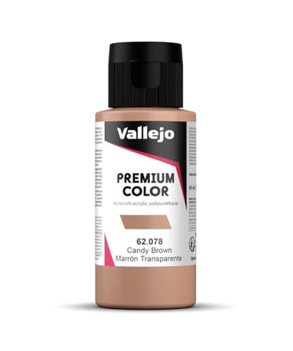 Vallejo - Premium Color RC Candy Brown 2.02 Fl.Oz. (60 ml) for Airbrushing, Acrylic-Polyurethane Hybrid Resin of Great Resistance Paint for Model and Hobby Use - style: Candy Brown