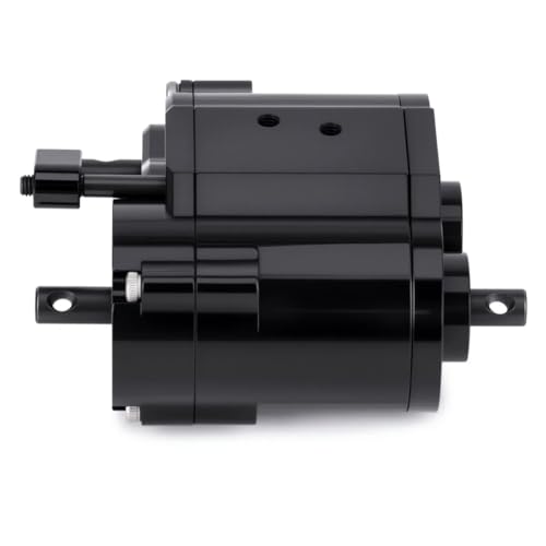 2-Speed Transfer Case Gearbox 48P Dual Speed Transmission 1.8:1/0.7:1 for 1/10 RC Crawler 4WD (Black/Red) (Black) - color: Black