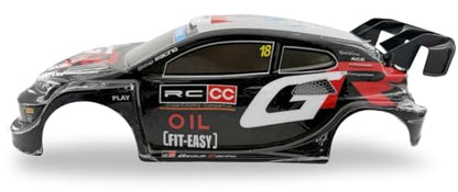 1/10 Scale RC Drift Racing Touring On Road Car Painted Body Shell, Spoiler Included, Pre-Cut, 258mm Wheelbase (Toyota GR Yaris Rally Style - Black) - color: Toyota Gr Yaris Rally Style - Black