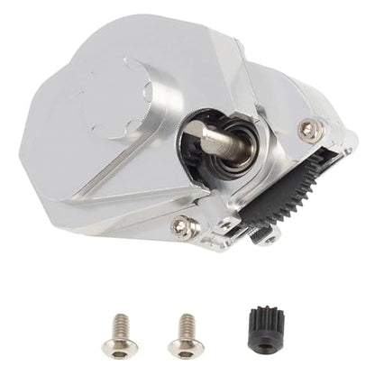 MEUS Racing RC Crawler Aluminum Transmission Gearbox, Assembled Transmission Case Complete Gearbox Upgrade Parts for 1/24 Axial SCX24 Deadbolt 90081 C10 Wrangler (HELIDIRECT) (Silver) - color: Silver