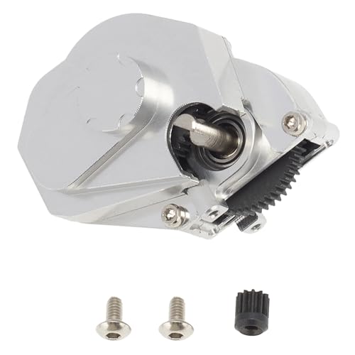MEUS Racing RC Crawler Aluminum Transmission Gearbox, Assembled Transmission Case Complete Gearbox Upgrade Parts for 1/24 Axial SCX24 Deadbolt 90081 C10 Wrangler (HELIDIRECT) (Silver) - color: Silver