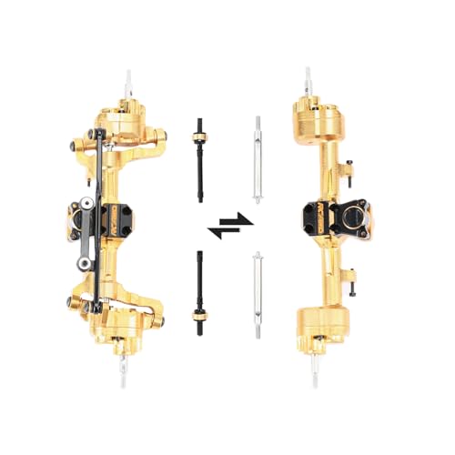 RCAWD Fourth Version Brass SCX24 Portal Axles, Wide Axle, Highly Rigid Driveshaft, Thickened Screws for Axial 1/24 SCX24 Series Front Rear Portal Axle Upgrades Parts Gold - color: Front & Rear Gold