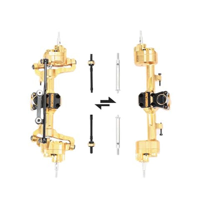 RCAWD Fourth Version Brass SCX24 Portal Axles, Wide Axle, Highly Rigid Driveshaft, Thickened Screws for Axial 1/24 SCX24 Series Front Rear Portal Axle Upgrades Parts Gold - color: Front & Rear Gold