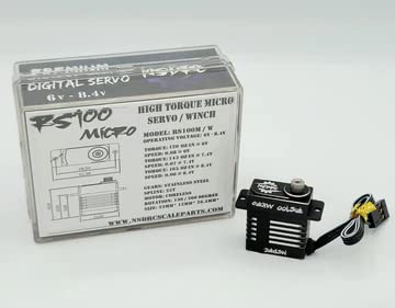 NSDRC RS100 High Torque Micro Servo for SCX24 Servo, TRX4M Servo - Premium Black CNC Aluminum, 5V - 8.4V - 1/24 & 1/18 Scale RC Cars Electronics, Water Resistant (RS100 - Micro SERVO)