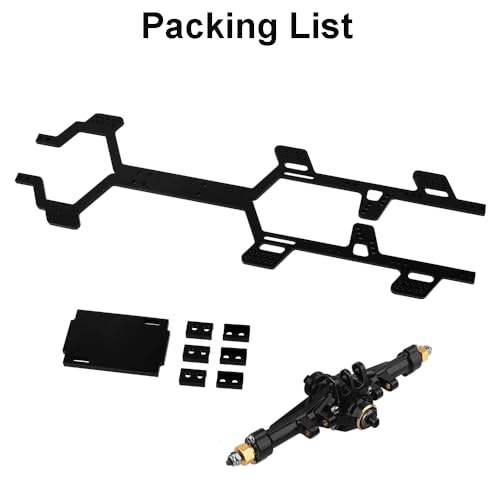 Aluminum Alloy 6x6 Chassis Frame Rail with Brass Complete Middle Axle for TRX4-M 1/18 RC Crawler Upgrade (Black) - color: Black