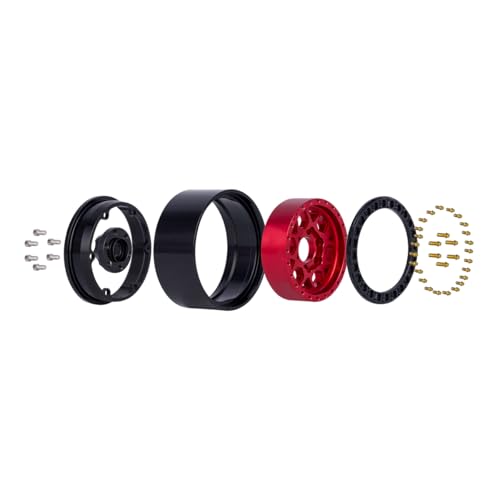 4pcs CNC Aluminum 1.9 Beadlock Wheel Hub Rim for 1/10 RC Crawler Car SCX10 RC4WD D90 TRX4 Capra VS4-10 CC01 LCG Tires Upgrades (Gold) - color: Gold