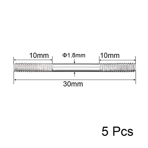 uxcell M2x30mm Pushrod Connector Stainless Steel Rod Linkage,for RC Boat,Car,Airplane,Helicopter,5pcs - size: M2x30mm