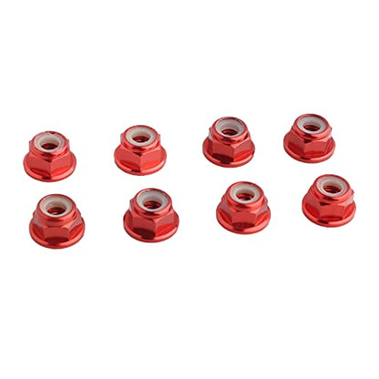8PCS Flange M4 Lock Nuts Serrated Nylon Self-Tightening Aluminum M4 Wheel Hardware for Axial HPI TLR ECX Model RC Car Vehicles Upgraded Replacement Parts (Red) - color: Red