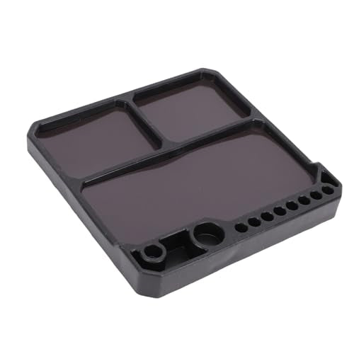 Silicone Tool Tray, Non Slip Parts Organizer with Magnetic Screw Holder, Divided Compartments for 1 10 RC Crawler Car Repair, Model Builders and Electronics Work