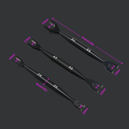 3pcs Aluminum Alloy Wrench 3-4mm 4.5-5mm 5.5-7mm Double End Universal Spanner Open End Small Wrench Set Repair Tool For Rc Car SCX10 Truck (Black) - color: Black