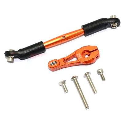 GPM 6Pc Set Upgrades Aluminum Servo Horn with Steering Link for 1/10 TRX4 Defender Trail Crawler (82056-4) RC Cars (Orange)