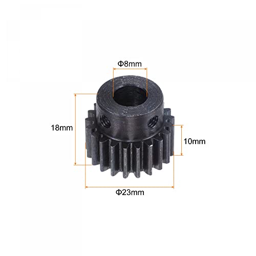 uxcell 1Mod 21T Pinion Gear 8mm Bore Hardened Steel Motor Rack Spur Gear with Step for RC Car Truck Buggy Gear Drive, 2 Set