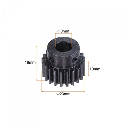uxcell 1Mod 21T Pinion Gear 8mm Bore Hardened Steel Motor Rack Spur Gear with Step for RC Car Truck Buggy Gear Drive, 2 Set