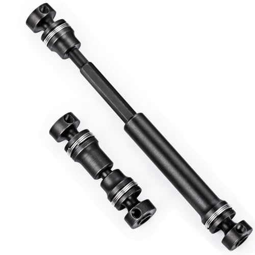 2PCS Steel 1144 Drive Shafts Center CVD Driveshaft Metal Front + Rear Drive Shaft RC Car Spline Drive Shafts for Tra-xxas 1/16 E Revo Summit RC Crawler Car (Black)