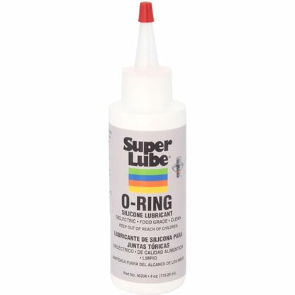 Super Lube O-Ring Silicone Lubricant - Waterproof Silicone & Rubber Seal Grease - Heat Stable Lubricant & Oxidation Protection - Food Grade H1 Grease - Clear - Bottle - 4 oz (56204)