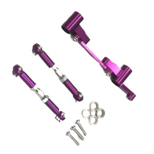 for Mjx for 14210 14209 1/14 RC 4WD Remote Control Car Remote Control Metal Upgrade Parts Steering Assembly Steering Rod Control Accessories RC Car Repair Kit(Purple) - color: Purple