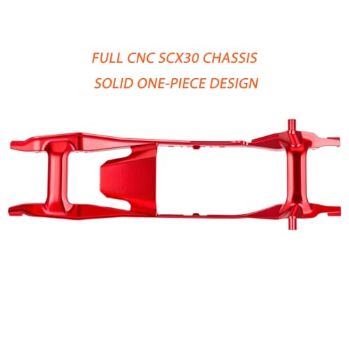ONE-PIECE CNC SCX30 Chassis Aluminum Frame Rails for Axial SCX30 1/30 RC Crawler, 4x4 Ford Bronco Jeep Wrangler JLU Upgrade Part (Red) - color: Red