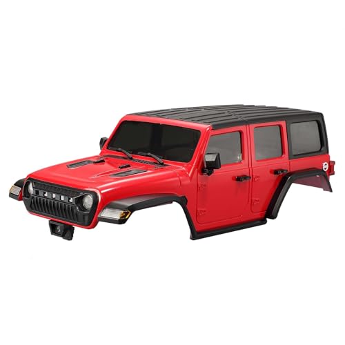 6.10inch/155mm Wheelbase Plastic Texture Hardtop Body Shell Kit Replacement Part for 1:18 RC Car Crawler Car for TRX4M Bronco Defender AX8560 Chassis Upgrade Accessories (Red) - color: Red