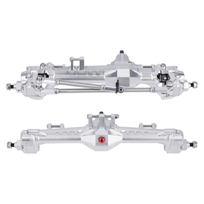 Vanquish F10 Portal Axles, 1/10 RC Aluminum CNC Complete F10 Front & Rear Axles with CNC Machined High Strength Steel Gears for 1/10 RC Crawler Vanquish VS4-10 Axial SCX10 II Upgrades (Silver) - color: Silver