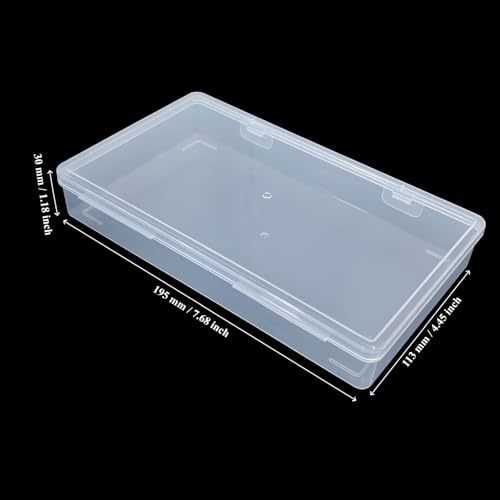 Goodma 8 Pieces Rectangular Empty Mini Clear Plastic Organizer Box | 195 x 113 x 30 mm, Hinged Lids, For Small Items, Craft Projects - size: 195 x 113 x 30 mm