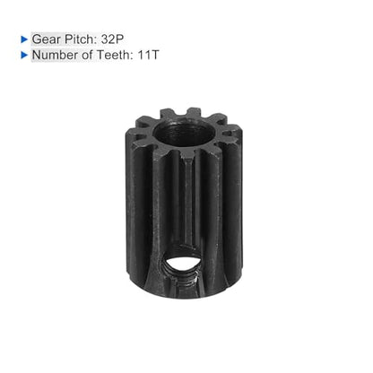 MECCANIXITY 2 Pcs RC 32P Hardened Pinion Gear 5mm Shaft, 11T Motor Gears Carbon Steel for 1/10 RC Model Car Boat Drone - style: 11T