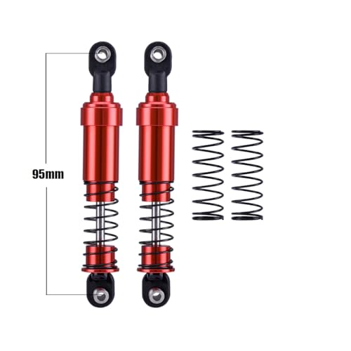 RCQQPS 4pcs Aluminum Big Bore Shocks for 1/10 RC Crawler LCG Chassis Gspeed V3 Element Enduro SCX10 TRX4 Gamde R1 Comp Builds DIY (Red 95mm 4pcs) - color: Red 95mm 4pcs