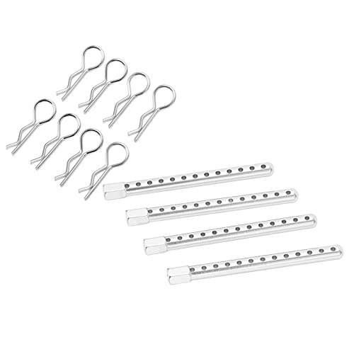 RC Body Post High Strength Aluminum Alloy RC Car Shell Column with Buckle for HSP 94102 94122 94103 94123 1/10 Scale RC Cars (Silver) - color: Silver