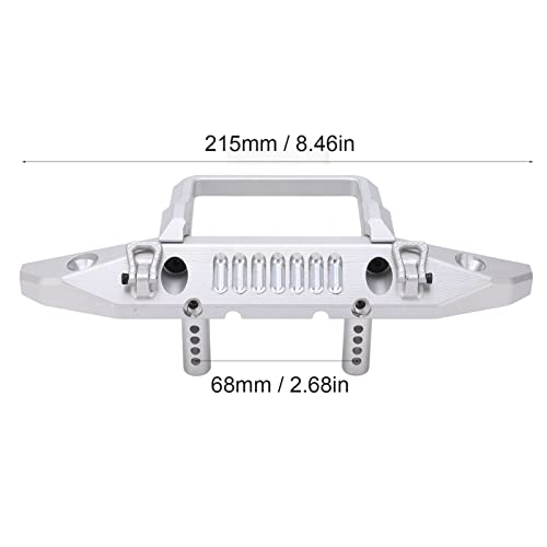 Front Bumper Aluminum Alloy Crawler Bumper RC Car Accessory with LED Light Hole for Axial 1/6 for SCX6 Car RC Car Upgrade Part (Silver) - color: Silver