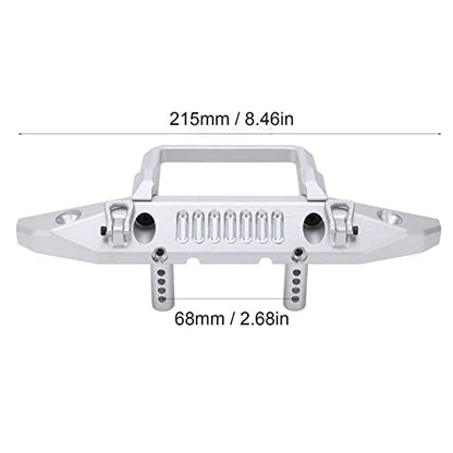 Front Bumper Aluminum Alloy Crawler Bumper RC Car Accessory with LED Light Hole for Axial 1/6 for SCX6 Car RC Car Upgrade Part (Silver) - color: Silver