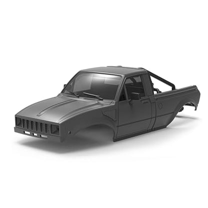 RC Pickup Body Shell with Bed Rack and Light kit & 2PCS Hanging Ball Nuts for 1/24 RC Crawler Axial SCX24 C10 Bronco Wrangler Base Camp 4Runner (Grey) - color: Grey