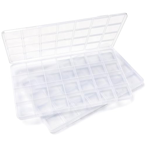 IOOLEEM Bead Organizer Box, 28 Grids 2 Pack Organizer Container Storage | Clear Plastic Dividers for bead arts and crafts for beading & jewelry storage & small items arts and crafts. - size: 28 Grids (2 pack)