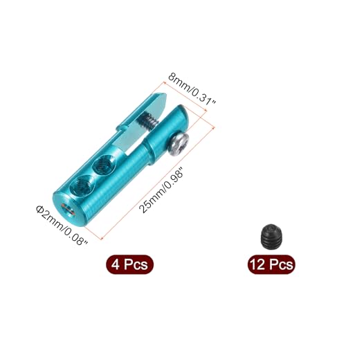 MECCANIXITY 4Pcs Metal Clevis M2 Thread Aluminum Alloy Clevis Servo Horn Tie Rod Chuck Connector with Screws for RC Airplane Car Helicopter Model Replacements,Blue - color: Blue