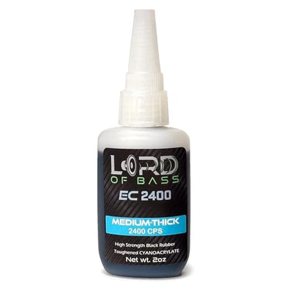 Lord of Bass CA Glue Kit with Activator, 2oz, Black Rubber Toughened, Medium-Thick 2400 CPS, for Speaker Repair, RC Tire, Woodturning, Hobby