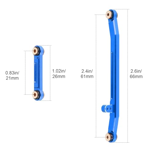 Hobbypark Aluminum Steering Rod Tie Links High-Tightening Linkage for Axial SCX24 Gladiator Bronco C10 JLU Deadbolt B17 1/24 RC Crawler (Blue) - color: Blue