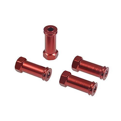 4Pcs/Set Aluminum 12mm Wheel Hex Hub Adapters 25mm/30mm Extension Hex Drive Adapter Combiner Compatible with 1/10 RC Crawler Axial SCX10 Wraith Upgrades (Red - 30mm Offset Extension) - color: Red - 30mm Offset Extension