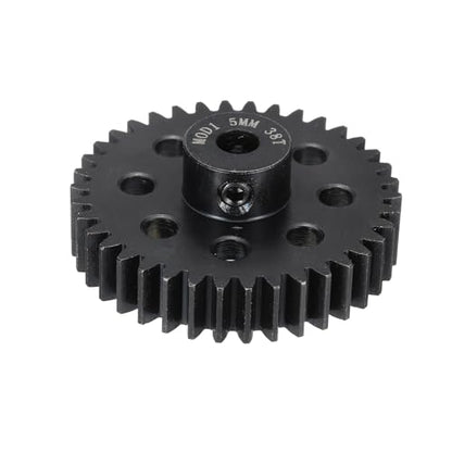 MECCANIXITY Steel M1 Gear Set 38T 5mm Shaft Motor Gears for RC Vehicles Truck Drift Car Part, Black - size: 38T