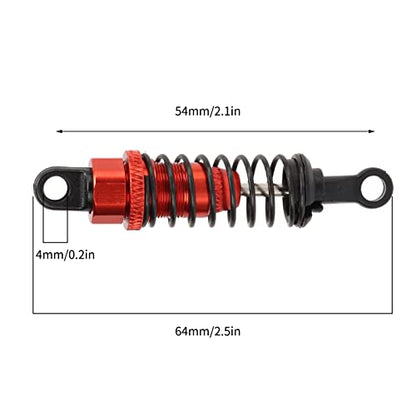 4Pcs RC Shock Absorbers, 64mm Aluminum Alloy Shock Absorber Oil Damper Adjustable Remote Control with Shock Mount Red - size: Red