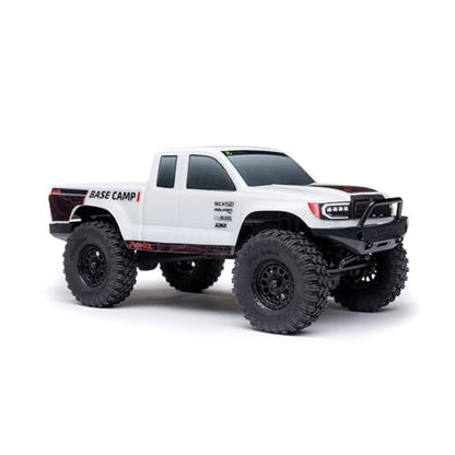 Axial RC Truck 1/24 SCX24 Base Camp 4x4 Rock Crawler Brushed RTR(Everything Needed to Run is Included) - White, AXI-1219T1 - color: White